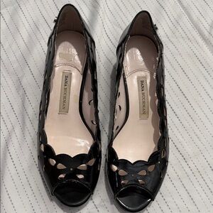 Dana Buchman Black Cutout Peep Toe Heels